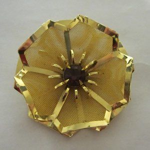 Vintage  Golden mesh flower w/ purple center